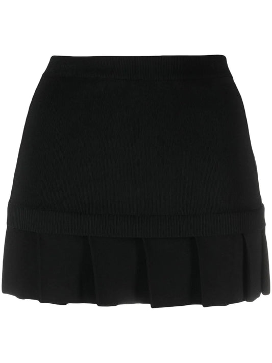 Pleated-Hem Knitted Miniskirt
