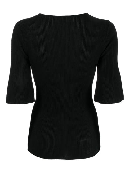 Scoop-Neck Ribbed-Knit T-Shirt