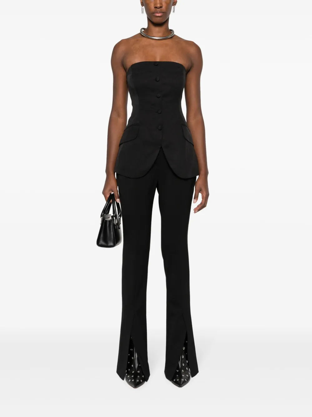 Split-Hem Straight-Leg Trousers