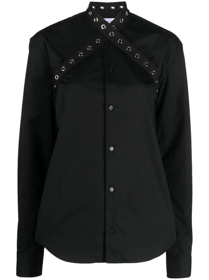 Eyelet-Strap Cotton Shirt