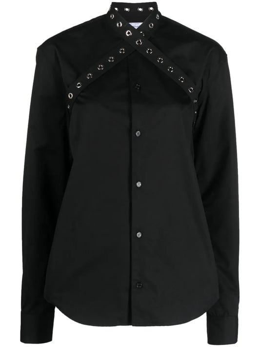 Eyelet-Strap Cotton Shirt