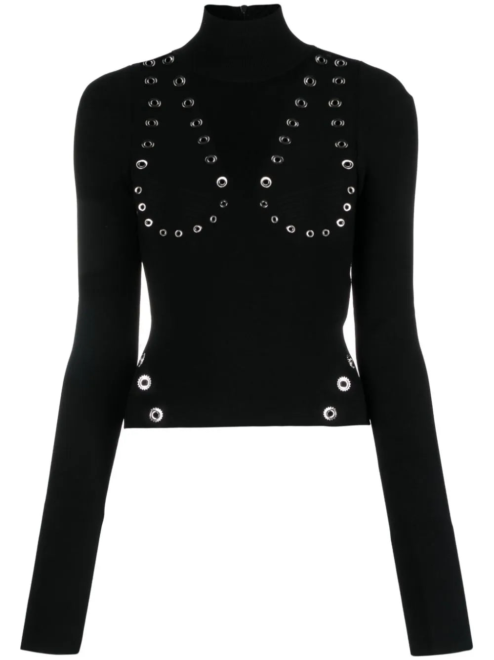Eyelet-Embellished Knitted Top