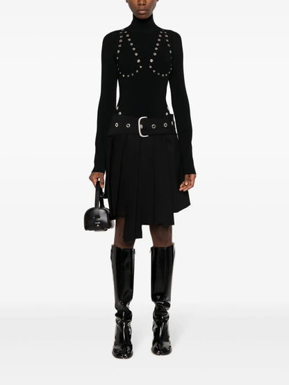 Eyelet-Embellished Knitted Top