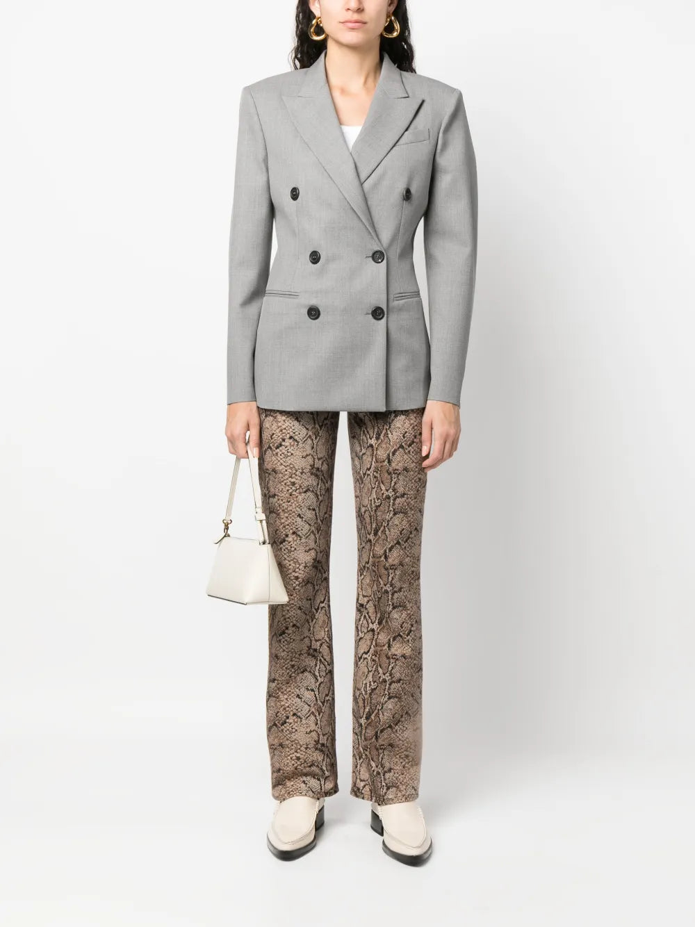 Notched Lapels Double-Breasted Blazer