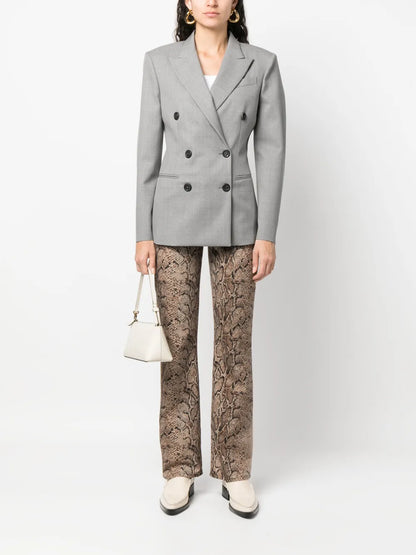 Notched Lapels Double-Breasted Blazer