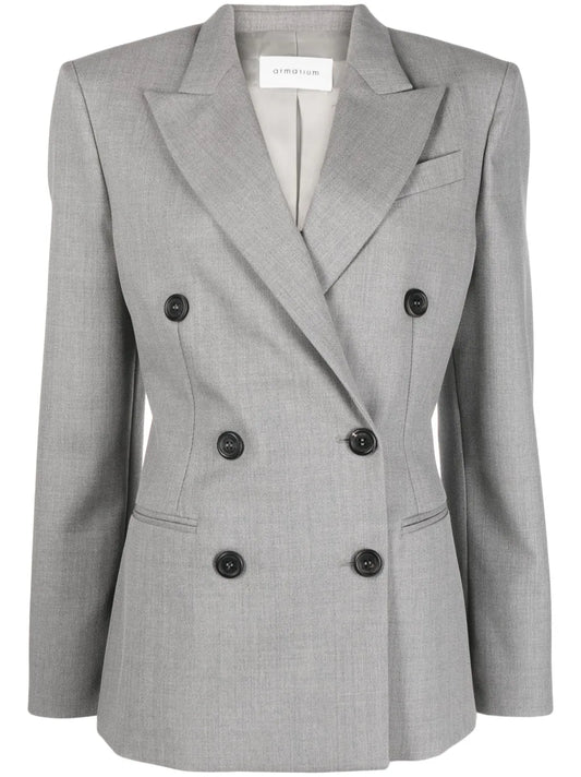 Notched Lapels Double-Breasted Blazer