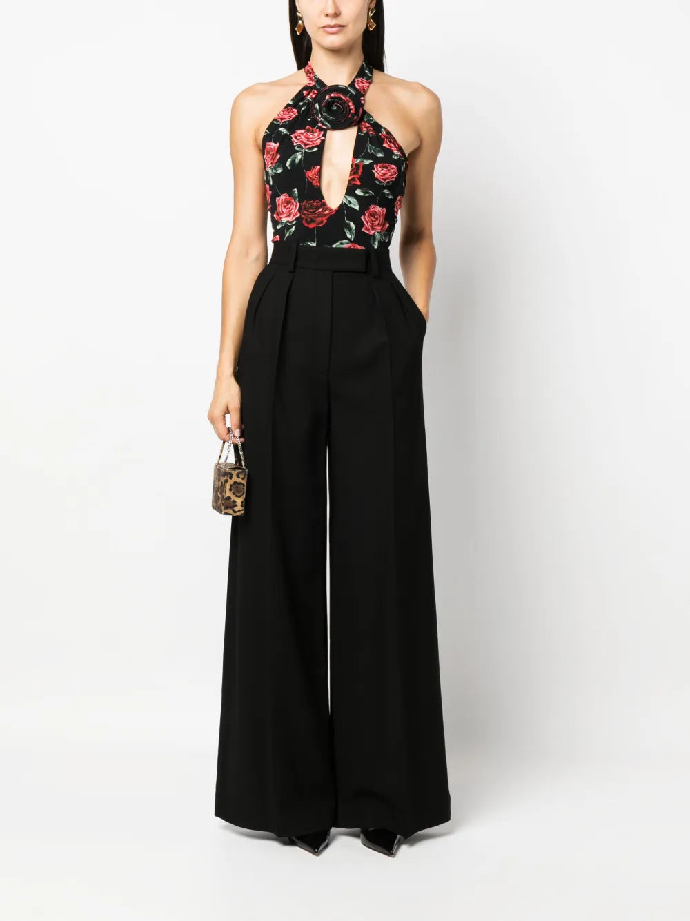 Floral-Print Keyhole-Neck Bodysuit