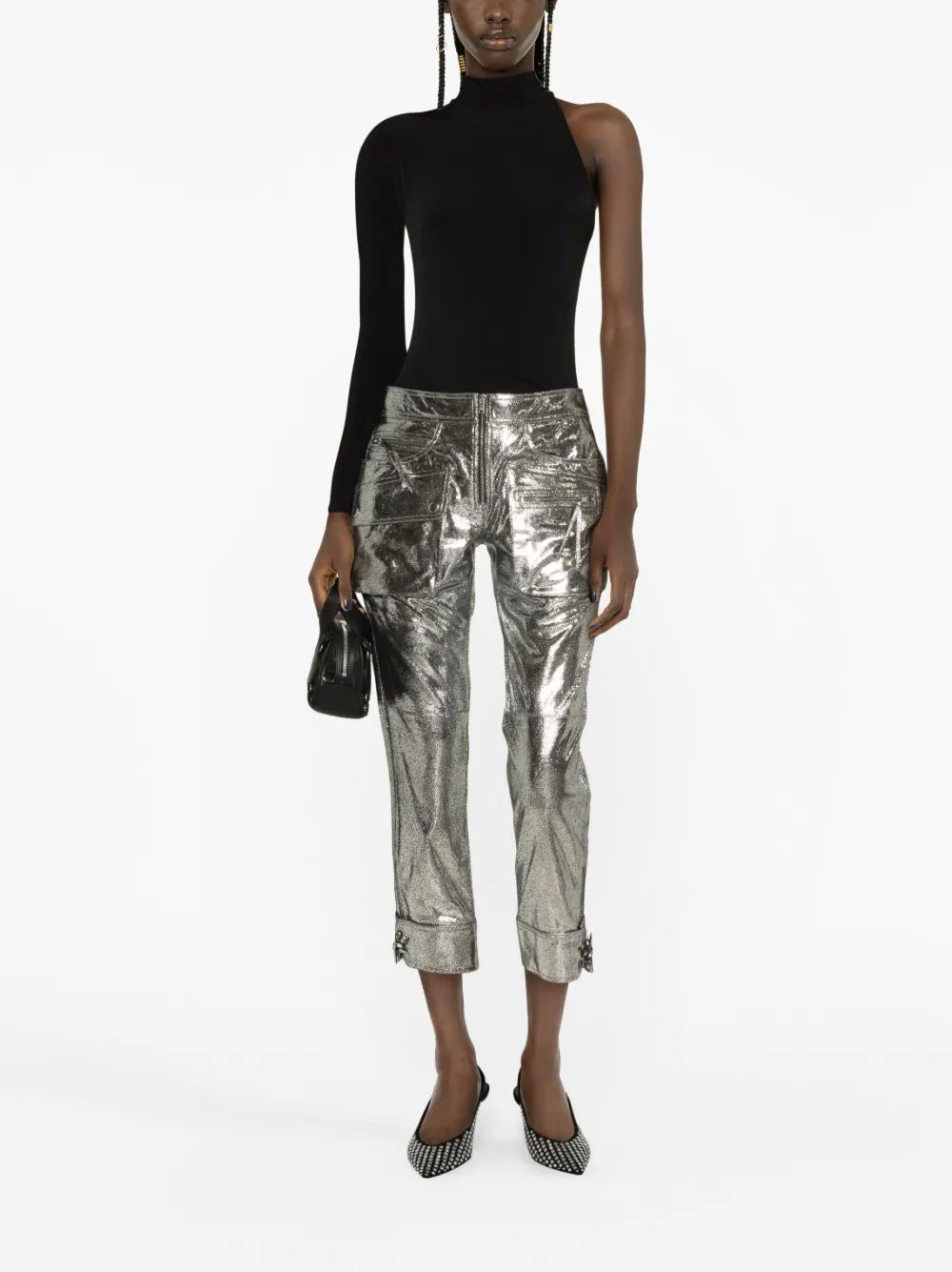One-Sleeve Stretch-Jersey Bodysuit