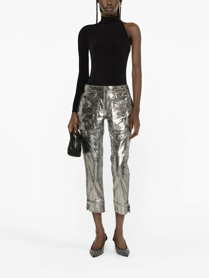One-Sleeve Stretch-Jersey Bodysuit