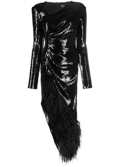 Sequin-Embellished V-Neck Midi Dress