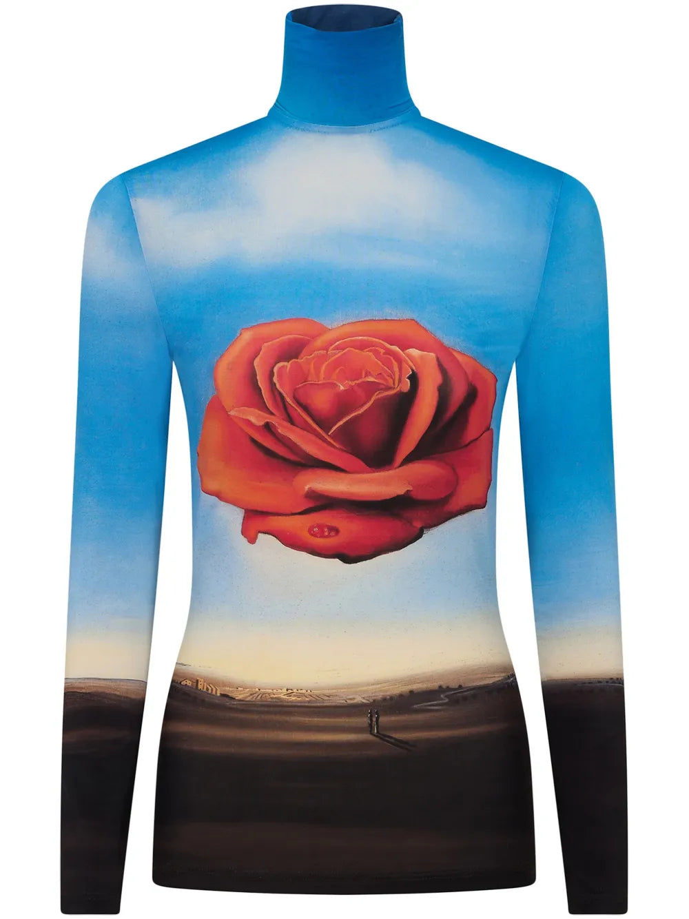 Rose Print Long-Sleeve Top