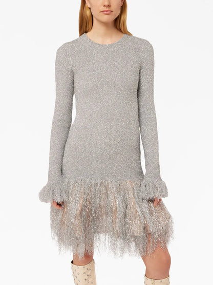 Frayed Glittery Minidress