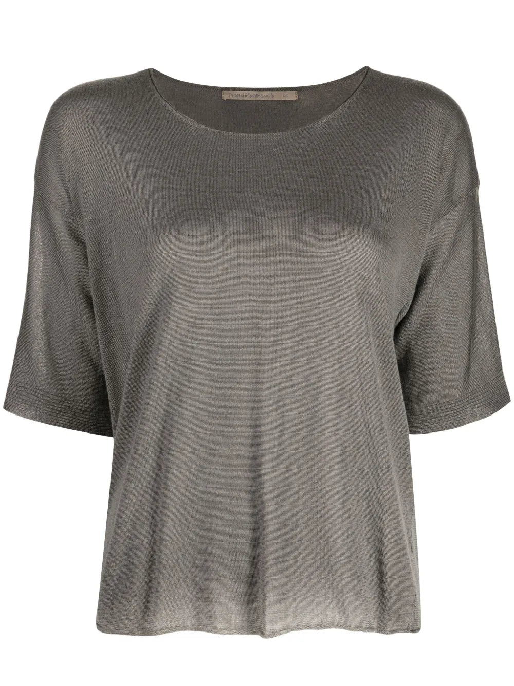 Round-Neck Ribbed-Cuff T-Shirt