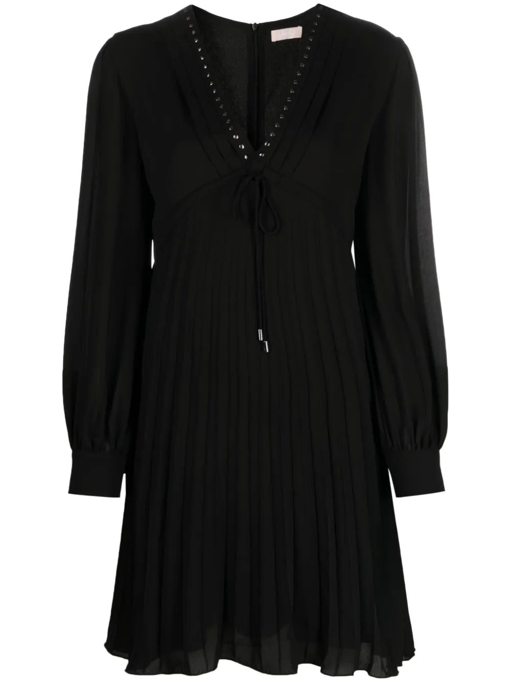 Stud-Embellished Pleated Midi Dress