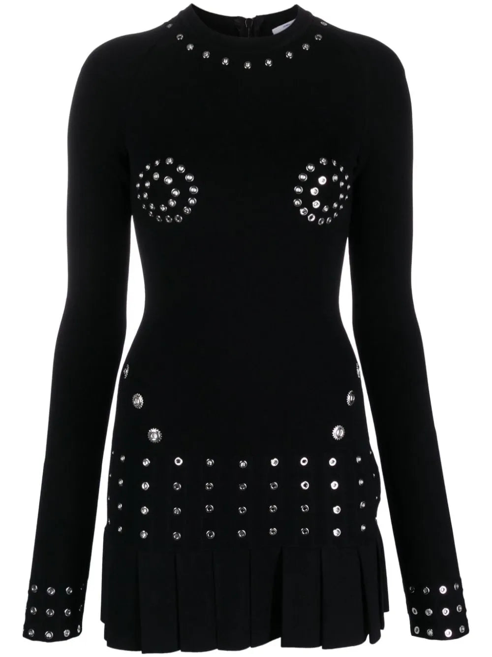 Eyelet-Embellished Pleated Minidress