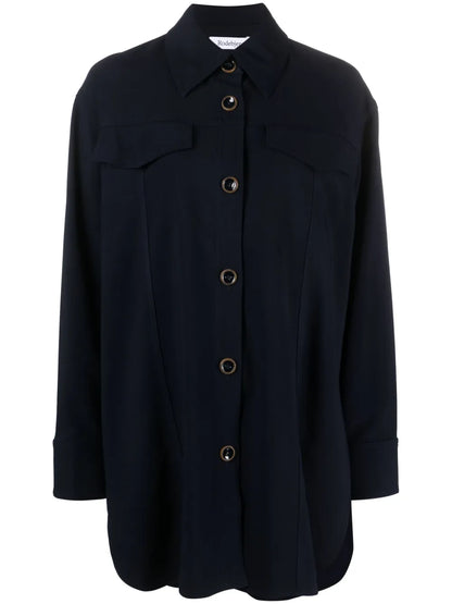Pointed-Collar Button-Up Shirt