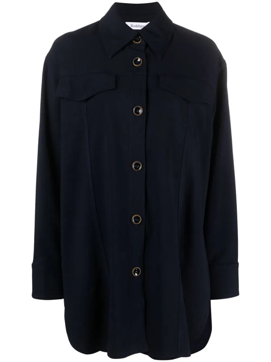 Pointed-Collar Button-Up Shirt