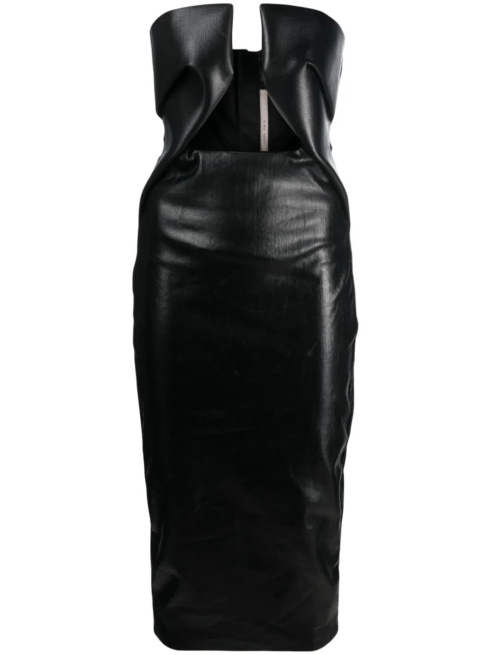 Strapless Patent Midi Dress