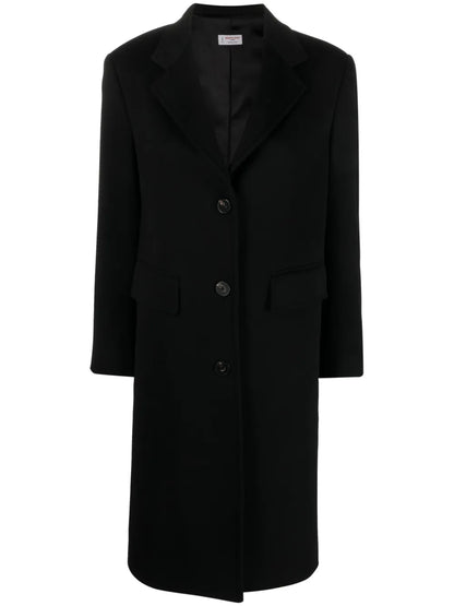 Single-Breasted Wool Midi Coat