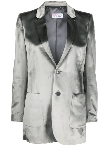 Velvet-Effect Single-Breasted Blazer