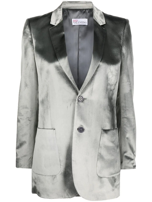Velvet-Effect Single-Breasted Blazer