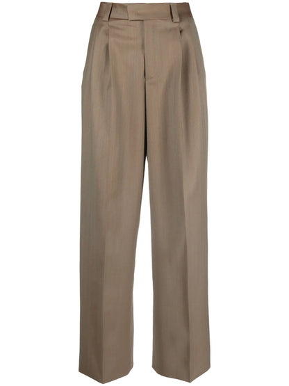 Wide-Leg Wool Tailored Trousers
