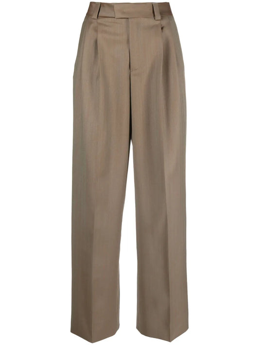 Wide-Leg Wool Tailored Trousers