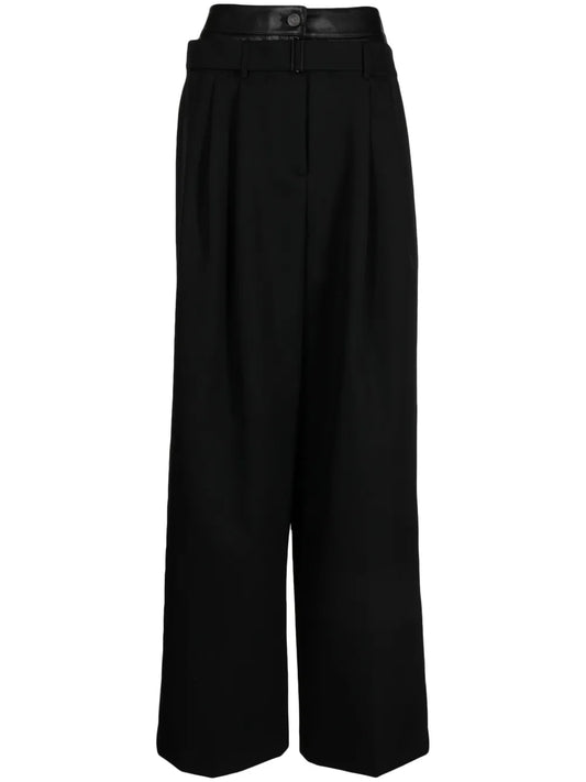 Double-Layer Wide-Leg Wool Trousers