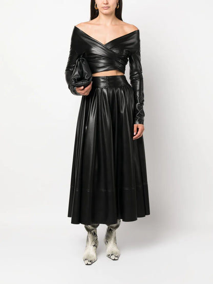 Coated-Finish Flared Skirt