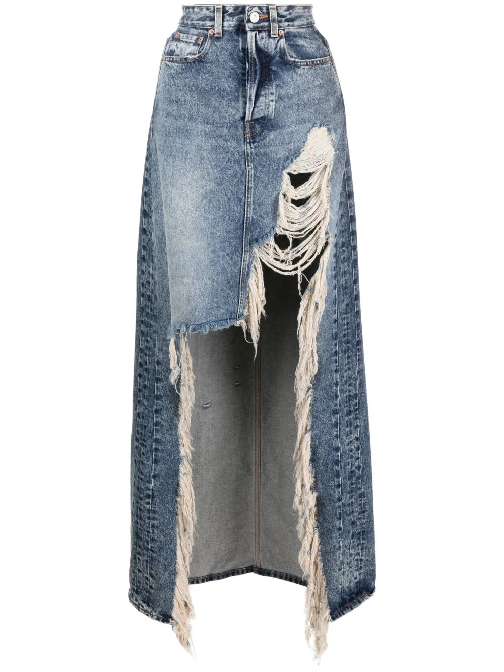 Ripped-Detail Denim Skirt
