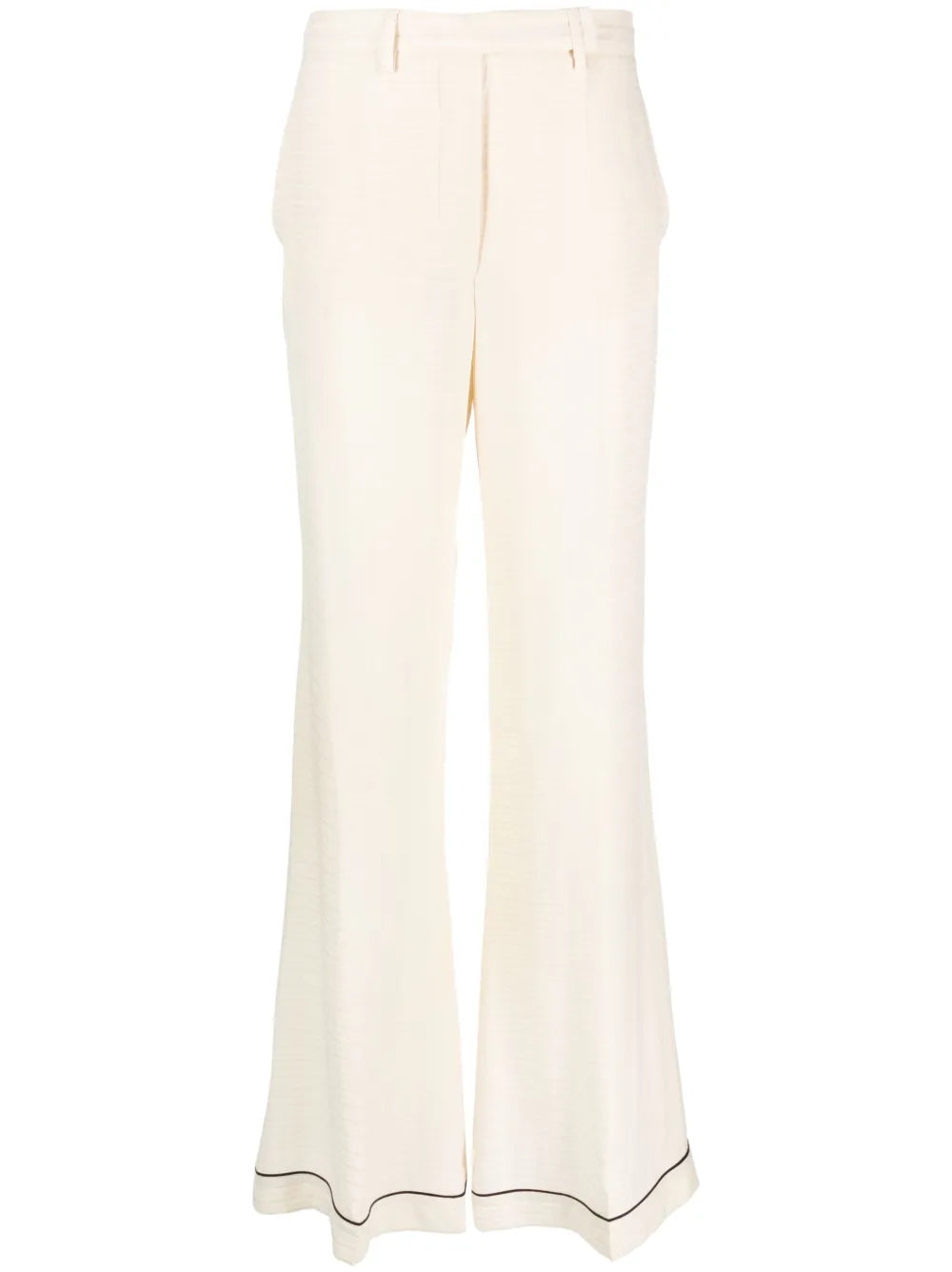 High-Waisted Flared Silk Trousers