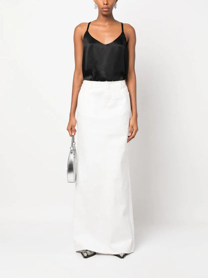 Satin-Finish V-Neck Tank Top