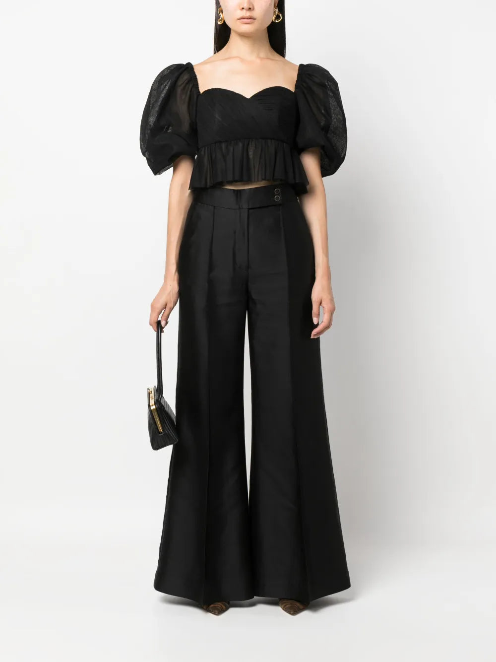 Wool-Blend Wide-Leg Trousers