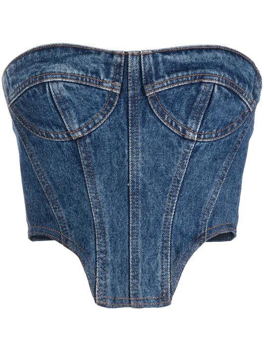 Denim Bustier Crop Top