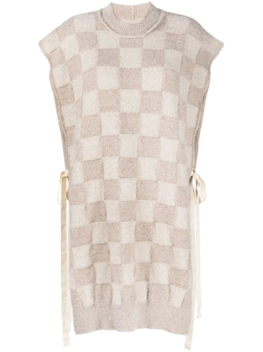 Checkerboard-Pattern Knitted Vest
