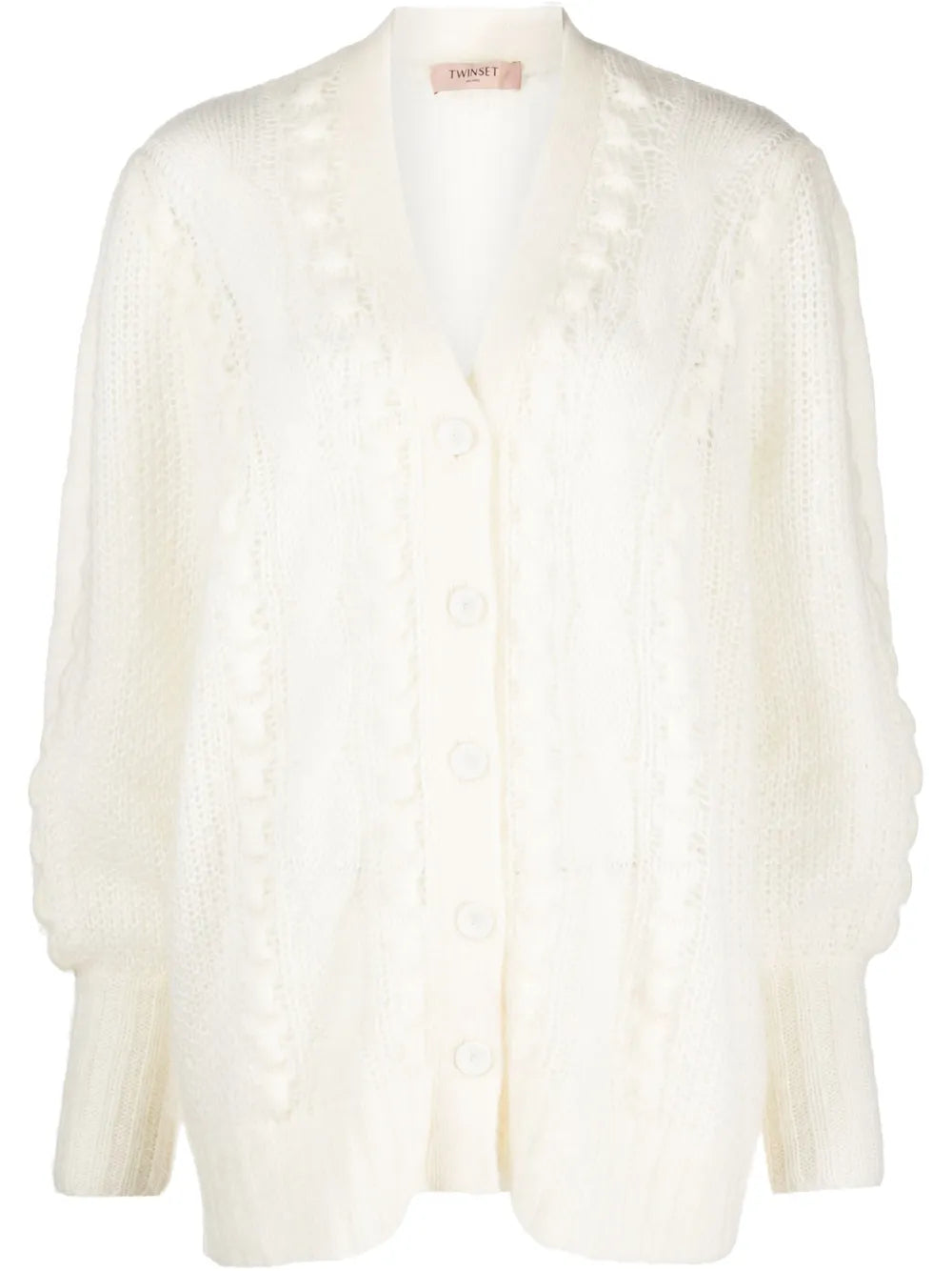 Cable-Knit V-Neck Cardigan