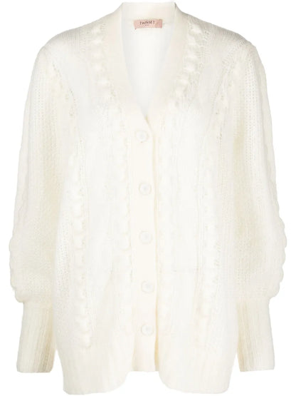 Cable-Knit V-Neck Cardigan