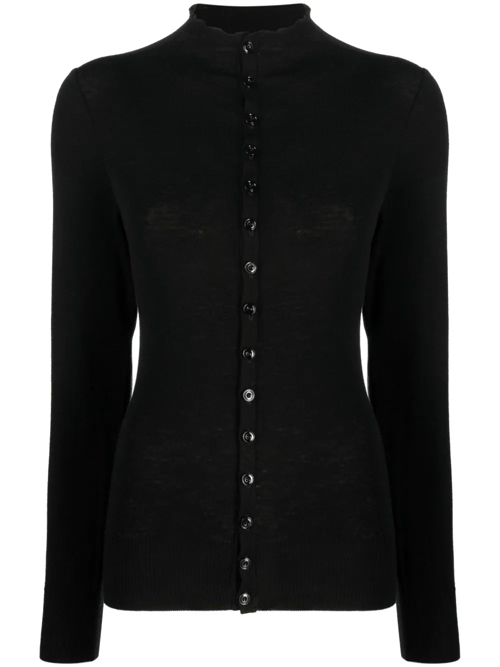High-Neck Wool Cardigan