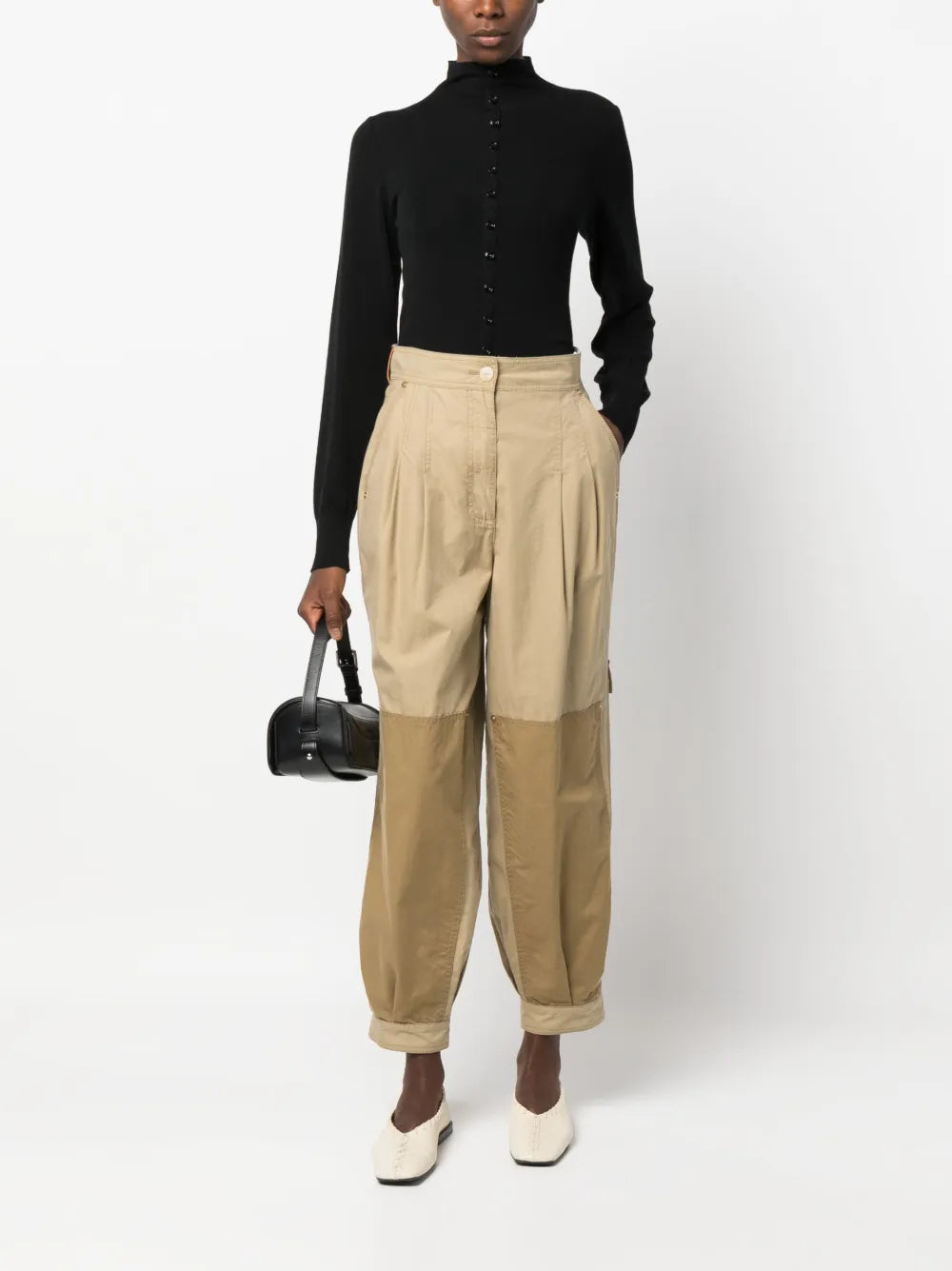 High-Neck Wool Cardigan