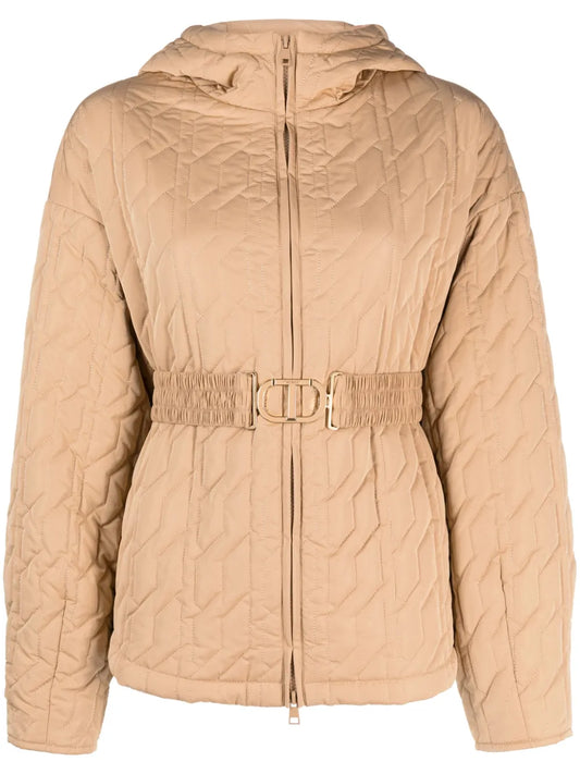 Logo-Belt Quilted Jacket