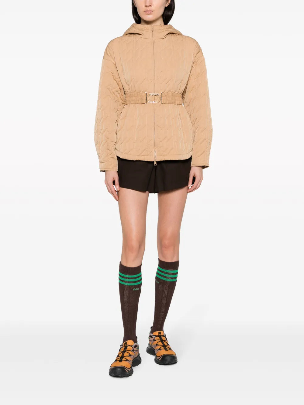 Logo-Belt Quilted Jacket