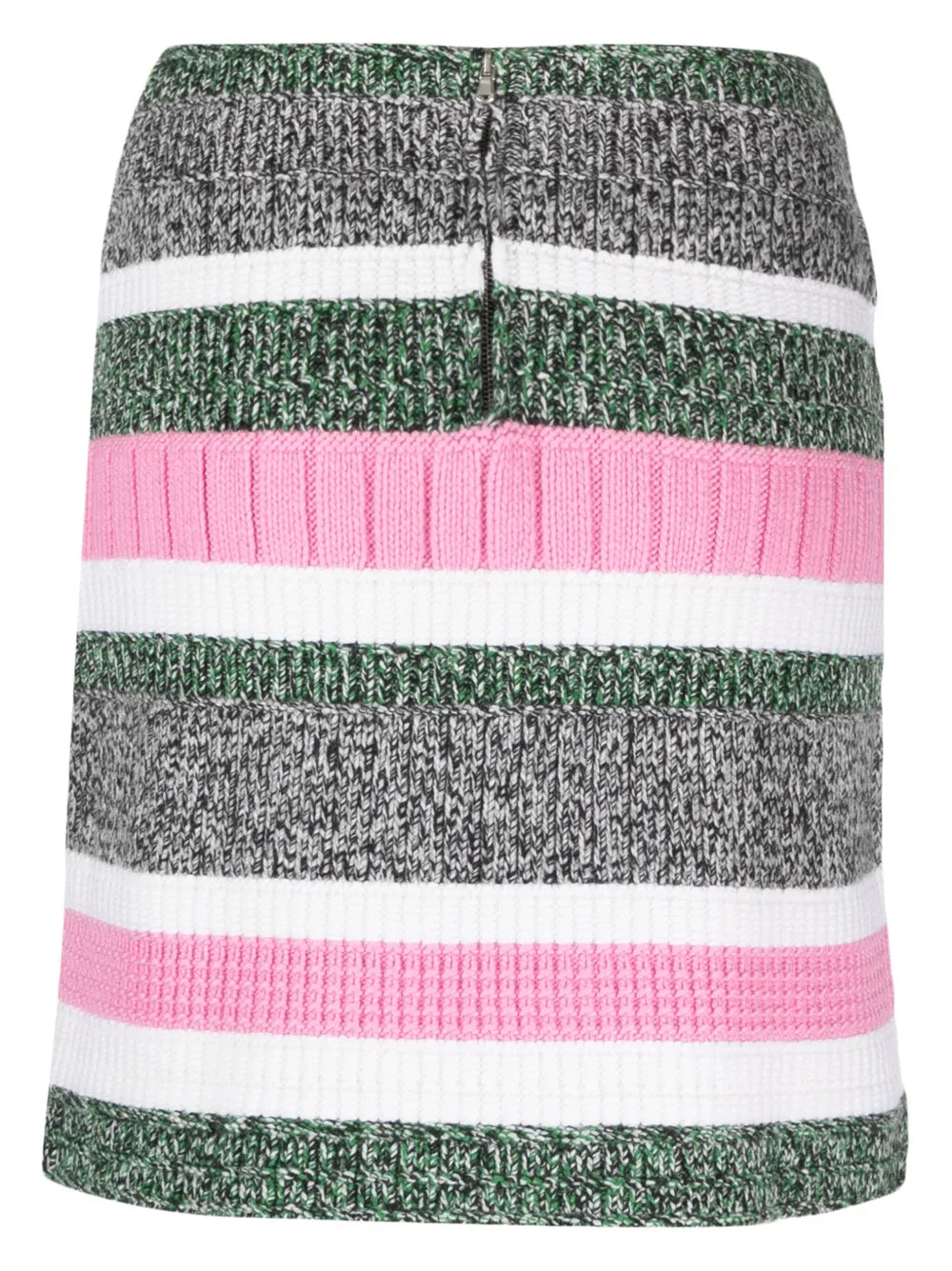 Stripe-Pattern Cashmere Straight Skirt