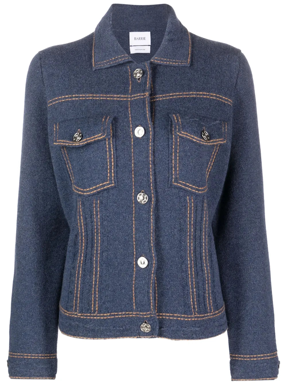 Contrast-Stitching Denim-Effect Jacket