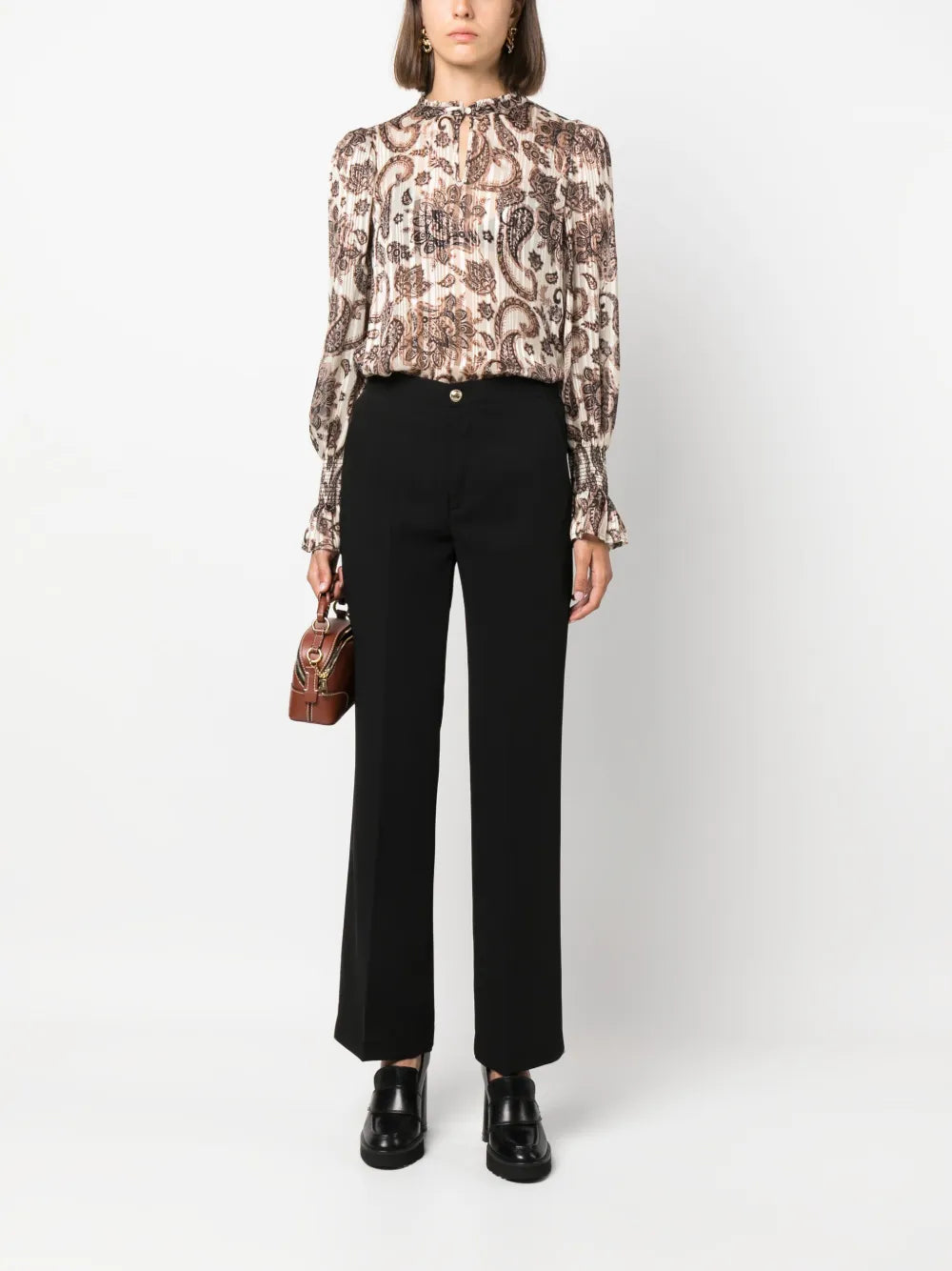 Paisley-Print Pleated Blouse