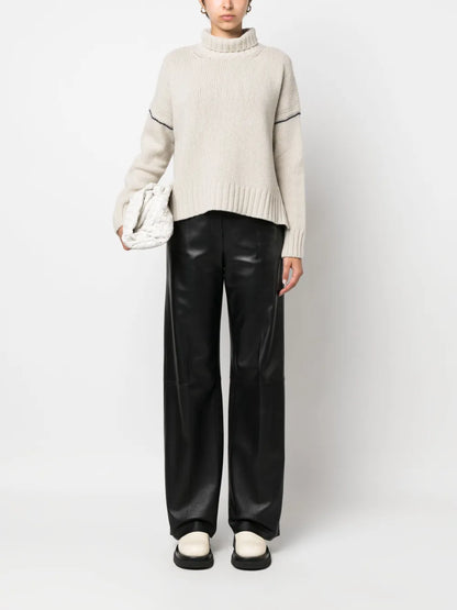 Contrasting-Stitch Knitted Jumper