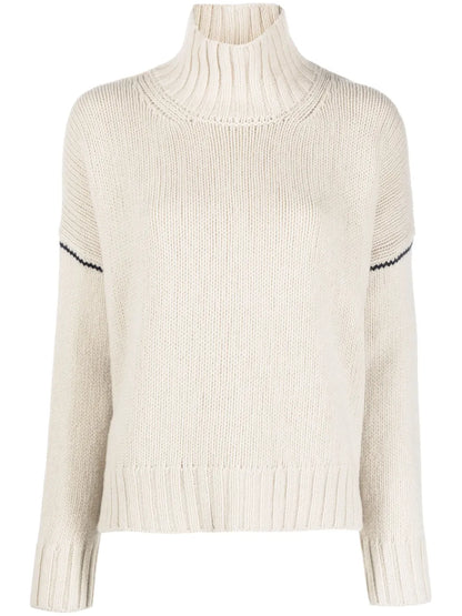 Contrasting-Stitch Knitted Jumper
