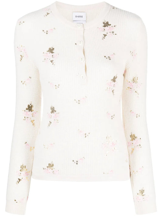 Floral-Print Waffle-Knit Jumper