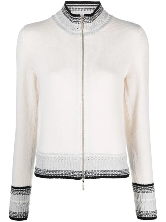 Mottled Zip-Up Cashmere Cardigan