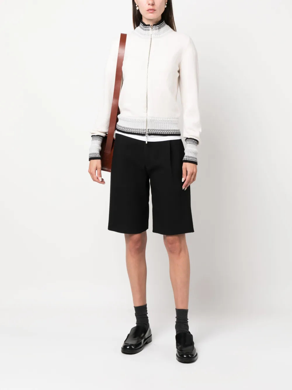 Mottled Zip-Up Cashmere Cardigan