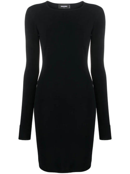 Open-Back Fine-Ribbed Minidress